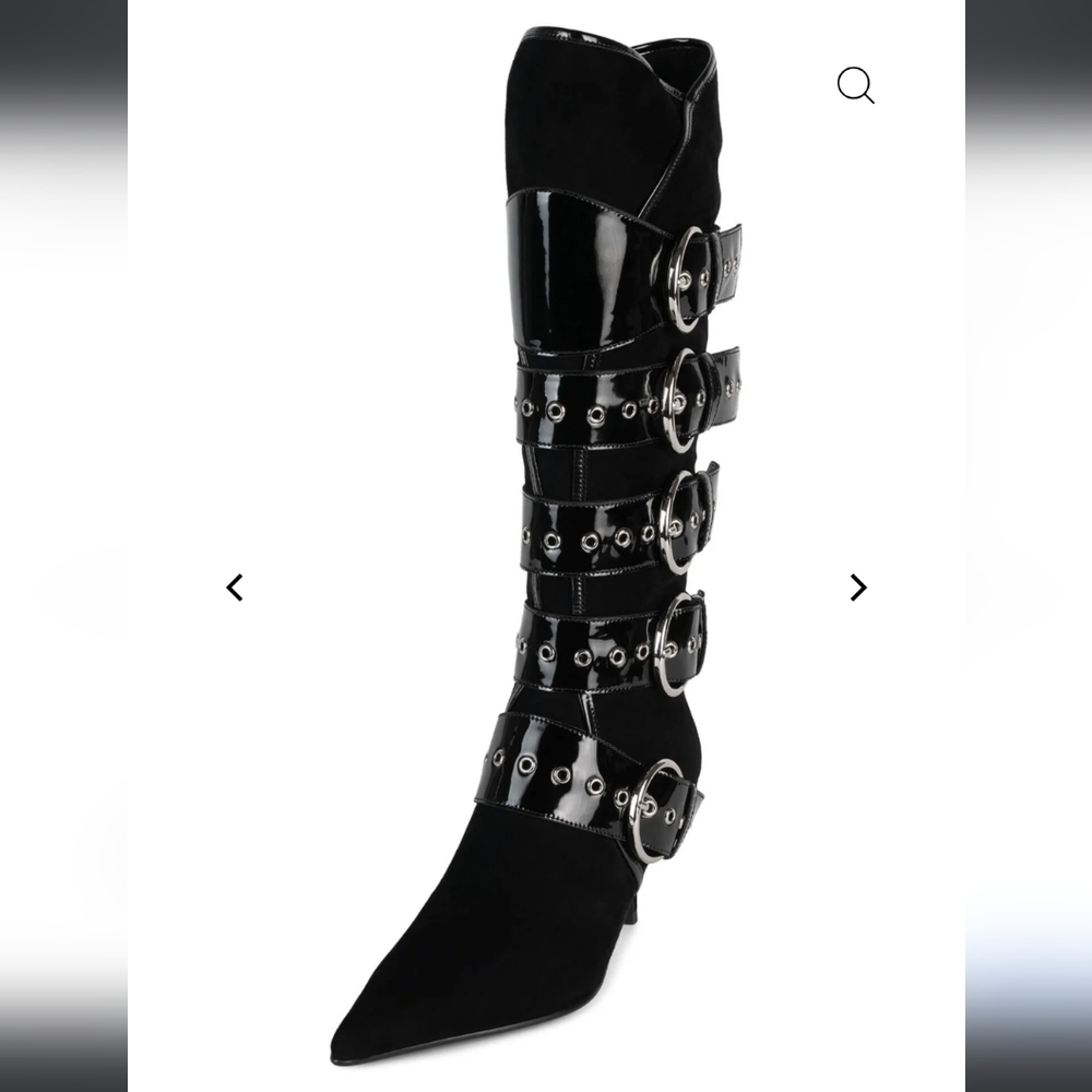 Jeffert Campbell Seatbelt Suede Patent Leather Boots Buckle Designer #60